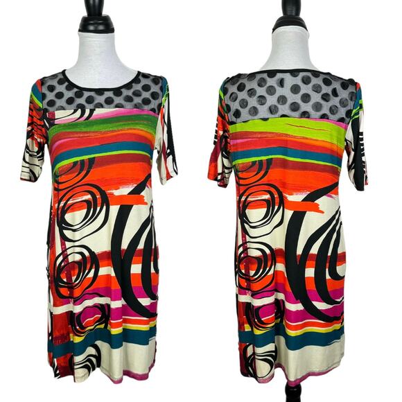 Uncle Frank | Tonya Orange Artistic Print Mini Shift Dress - Picture 4 of 11